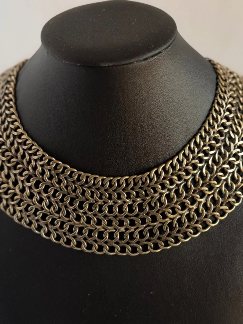 Vintage Mexican Alpaca Silver Mesh Design Collar Necklace